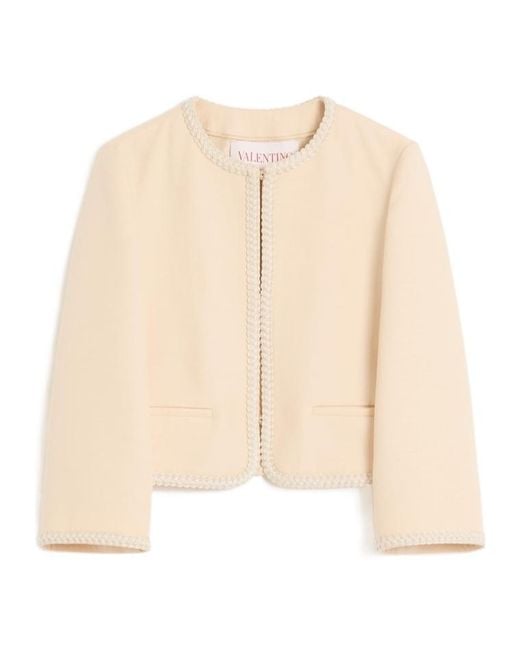 Valentino Natural Braid Detailed Crewneck Jacket