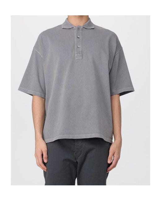Barena Gray Buttoned Logo Embroidered Polo Shirt for men