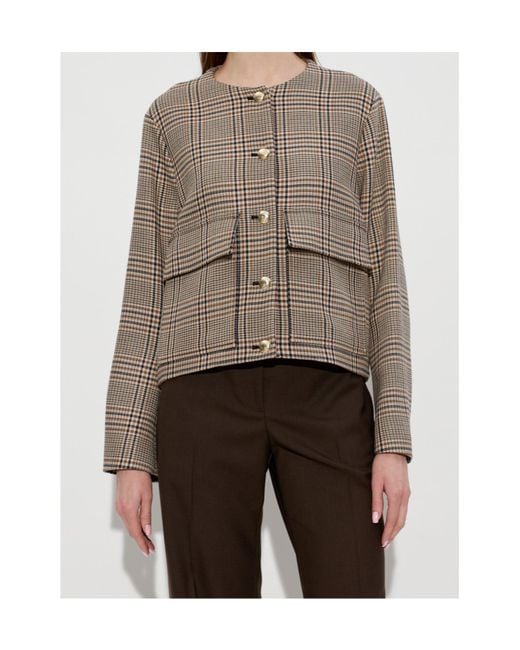 Paul Smith Brown Checked Cropped Blazer