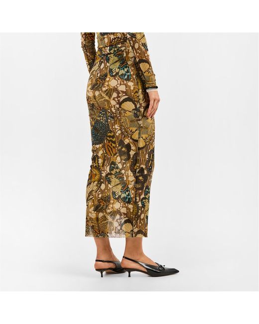 Jean Paul Gaultier Metallic Printed Midi Skirt