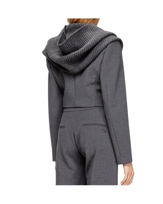DIESEL Gray G-Olden Double Breasted Cropped Jacket