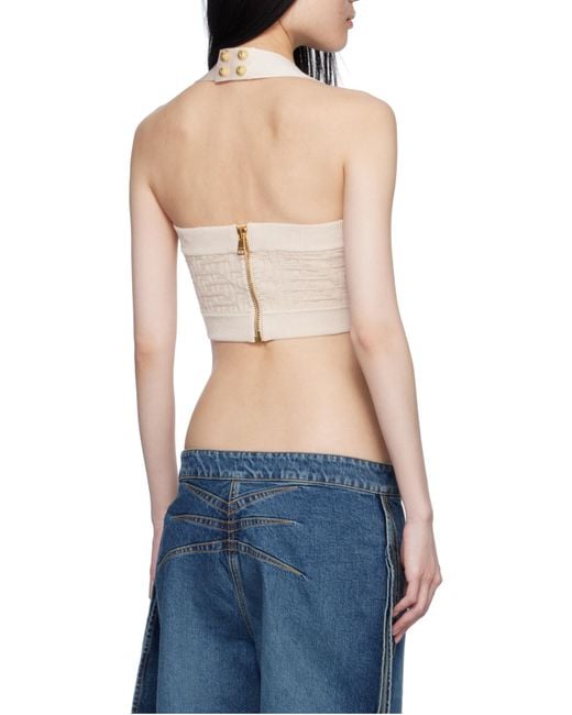 Balmain Blue Pb Labyrinth-Pattern Top