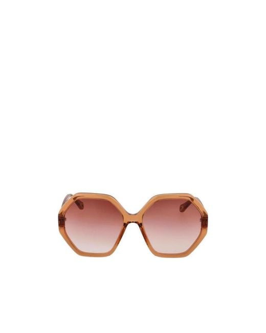 Chloé Pink Chloé Eyewear Octagonal Frame Sunglasses