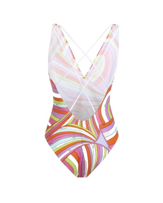 Emilio Pucci Red Pucci Printed Cross-Back Beachwear