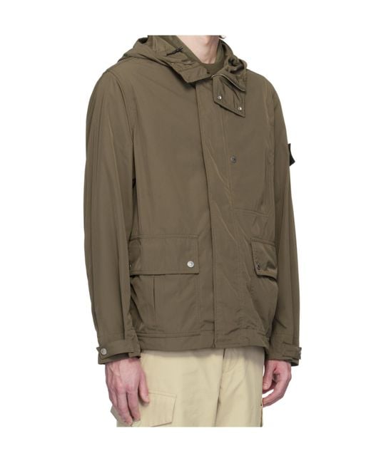 Stone Island Brown Compass-Badge Hooded Jacket for men