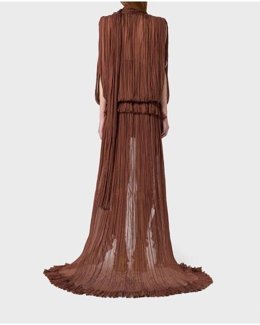 Blumarine Brown Silk Chiffon Dress