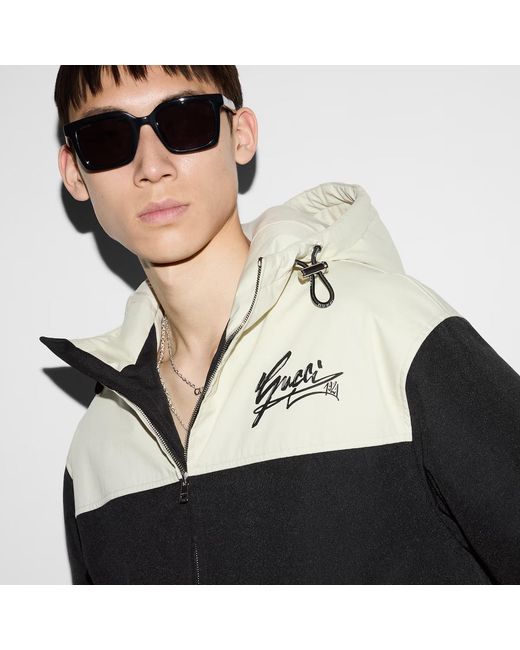 Gucci Black Technical Cotton Canvas Hooded Jacket for men