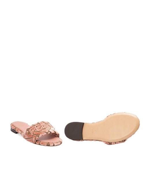 Fendi Pink Ff Flocked Sandals