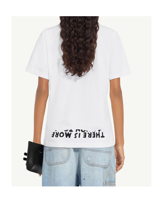 MM6 by Maison Margiela White V-Neck Sida T-Shirt
