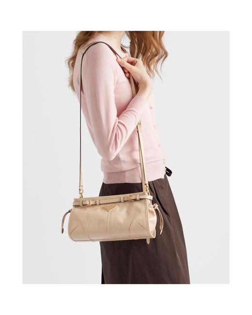 Prada Natural Bonnie Small Leather Shoulder Bag