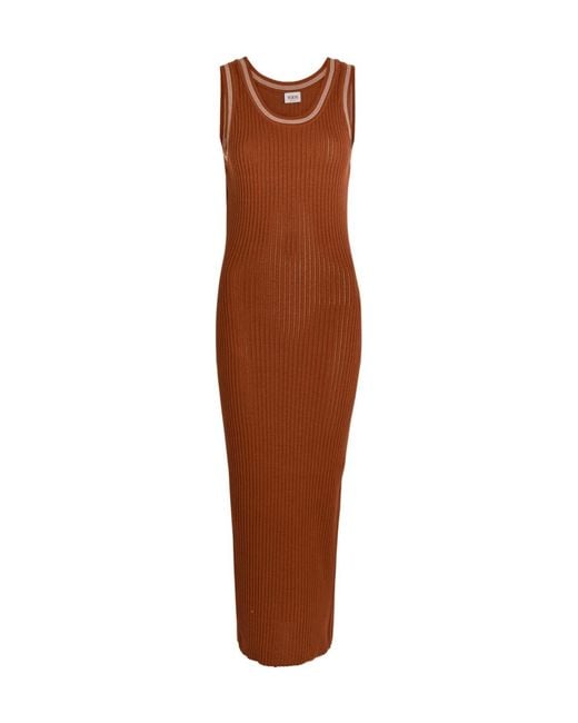 Tod's Brown Scoop-Neck Cotton-Knit Midi Dress