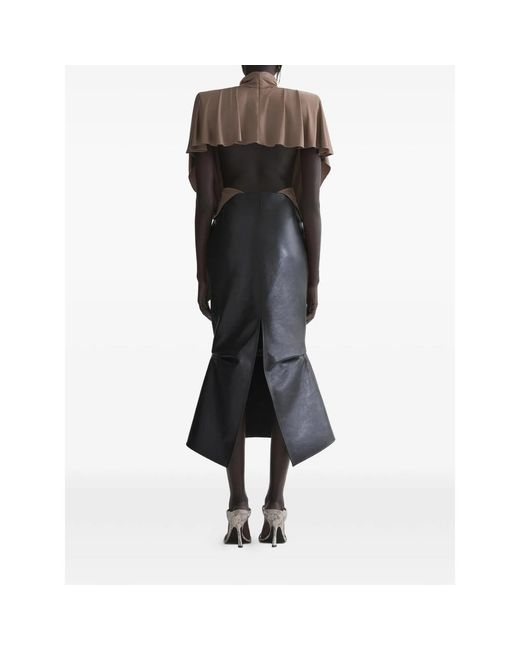 Mugler Brown High-Necked Bodysuit