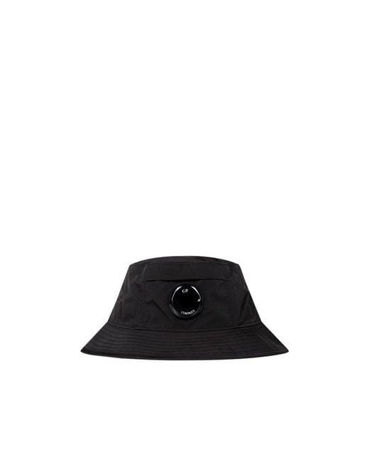 C P Company Black Logo Fisherman's Hat for men