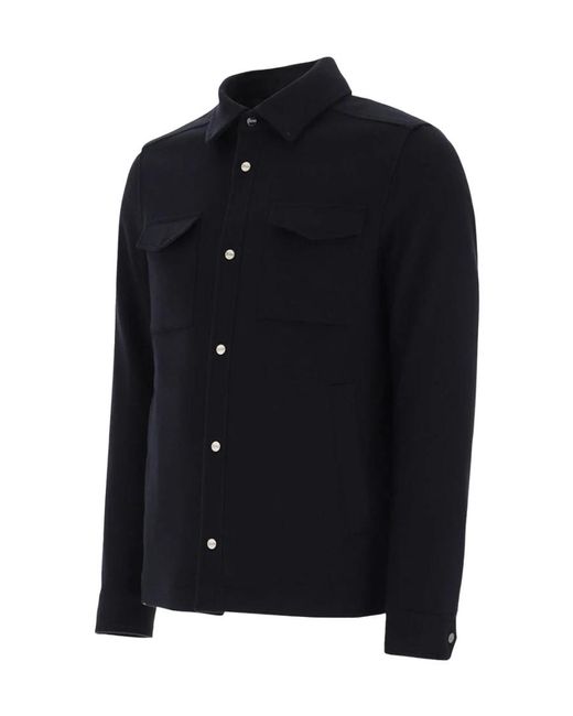 Herno Blue Buttoned Shirt Jacket for men
