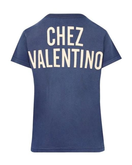 Valentino Blue Chez Crewneck T-Shirt