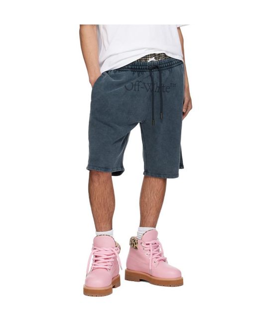 Off-White c/o Virgil Abloh Blue Drawstring Elastic-Waist Shorts for men