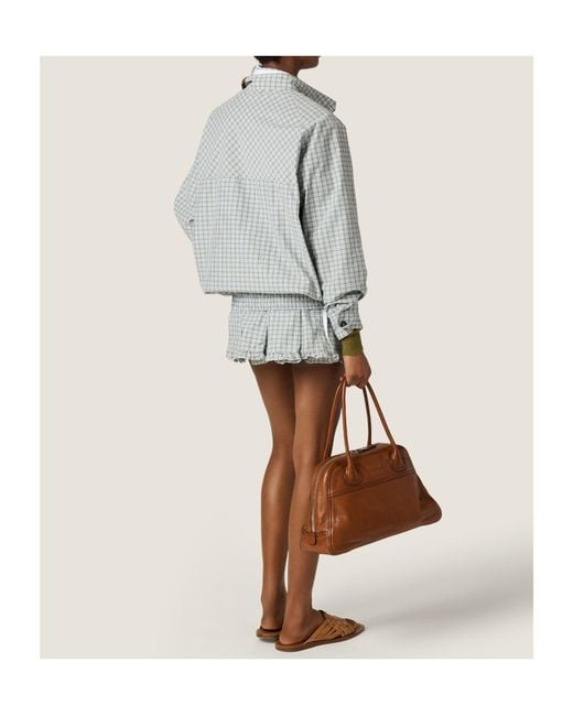 Miu Miu Gray Pleated Check Miniskirt