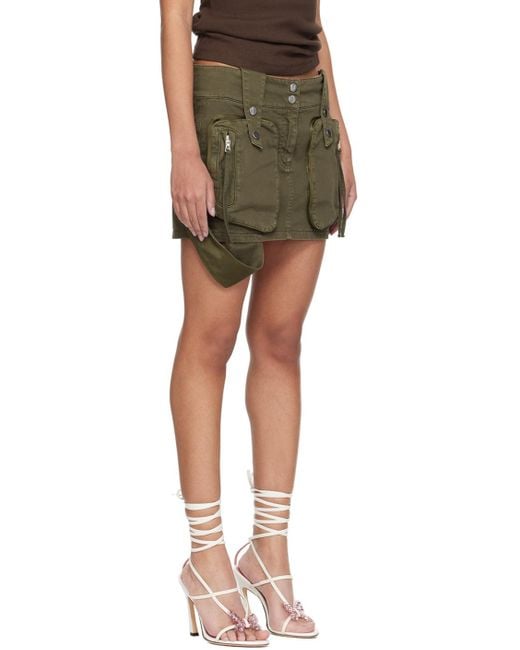 Blumarine Green Pocket-Detail Mini Denim Skirt