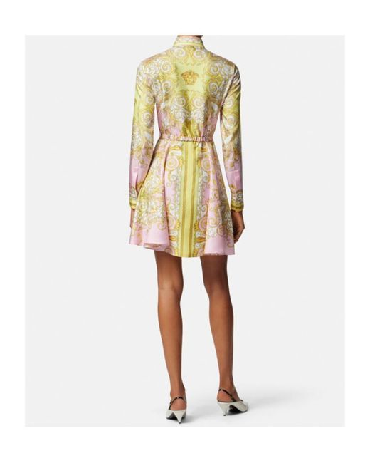 Versace White Pattern-Printed Twill Mini Shirt Dress