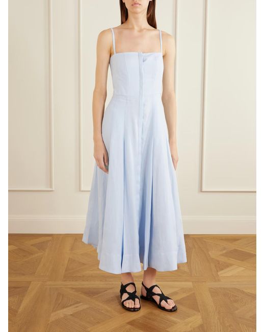 Gabriela Hearst Blue Magritte Sleeveless Midi Dress
