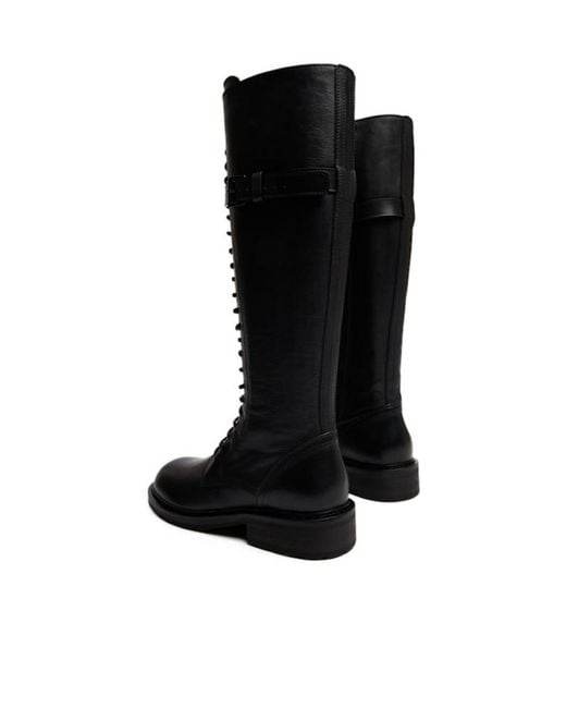 Ann Demeulemeester Black Knee-High Boots With Buckle