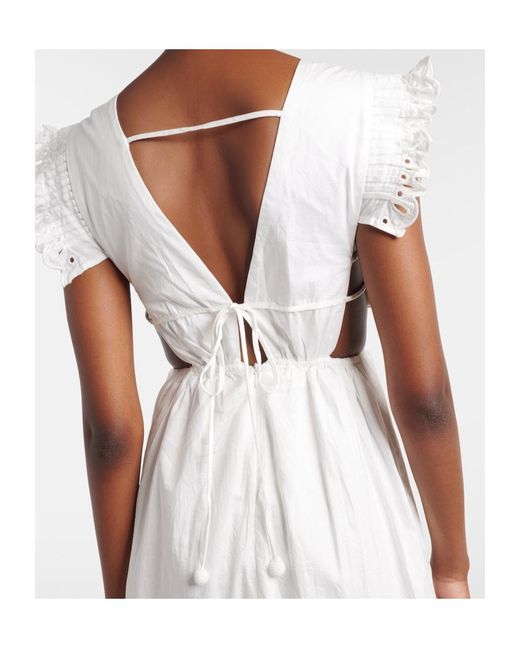 Farm Rio White Broderie Anglaise Cotton Midi Dress