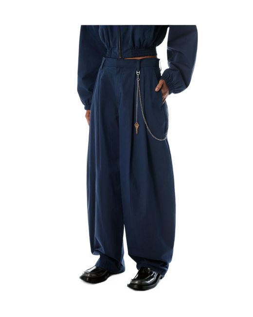 Alexander Wang Blue Mid Rise Pleated Trousers