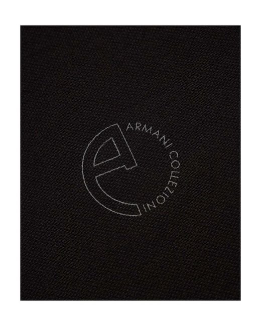 Armani Collezioni Black Logo Short-Sleeved Polo Shirt for men