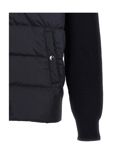 Herno Blue Zip-Up Knitted Puffer Jacket for men
