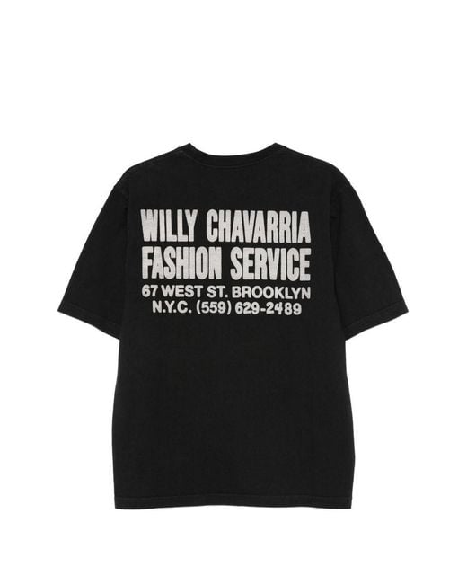Willy Chavarria Black Fashion Service Logo T-Shirt for men