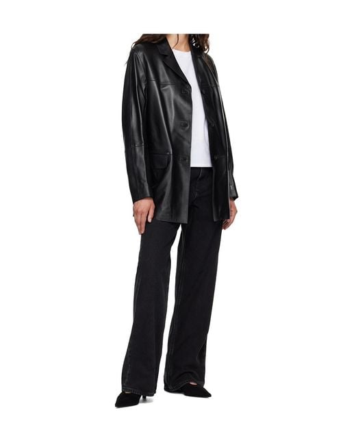 Loulou de Saison Black Nari Notch-Lapel Leather Jacket