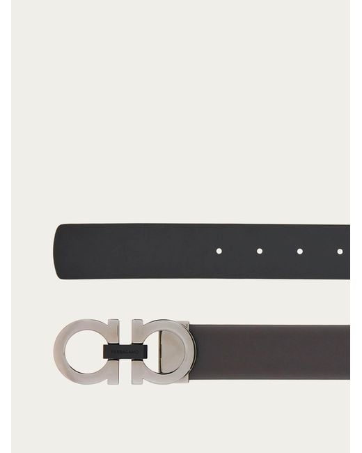 Ferragamo White Double-Sided Adjustable Gancini Belt for men