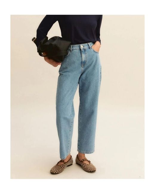 Marella Blue Mom-Fit Denim 5-Pocket Trousers