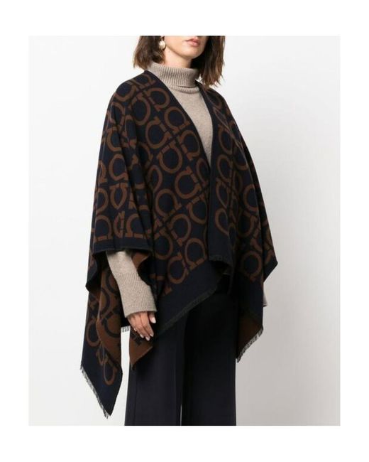 Ferragamo Black Logo Print Cloak