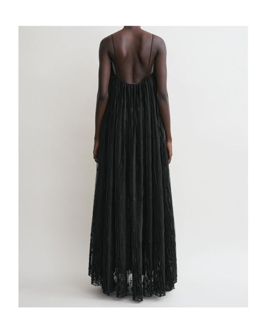 Totême Black Totême Floral Tulle Midi Slip Dress