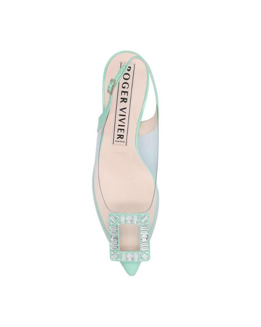 Roger Vivier Green Buckled Slingback Pumps