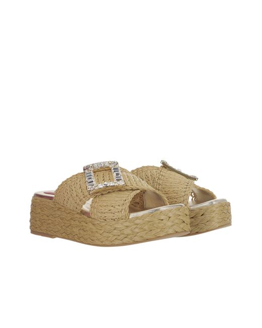 Roger Vivier Brown Embellished Platform Mules