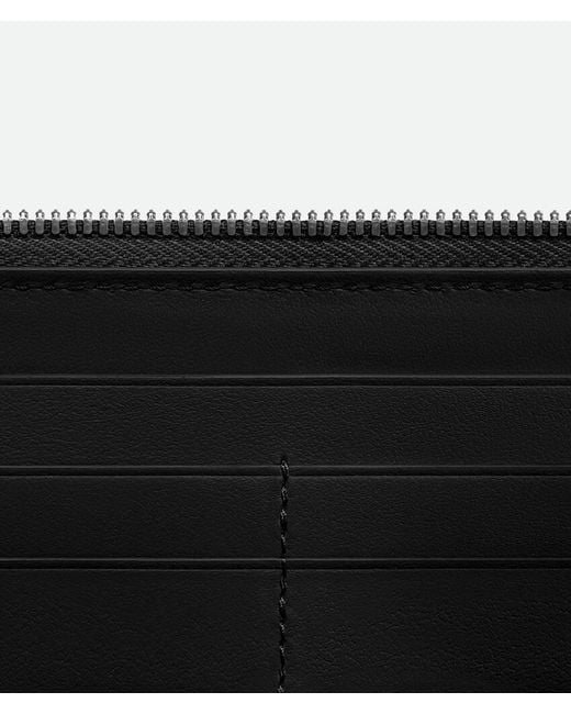 Bottega Veneta Black Intrecciato Zip Around Wallet for men