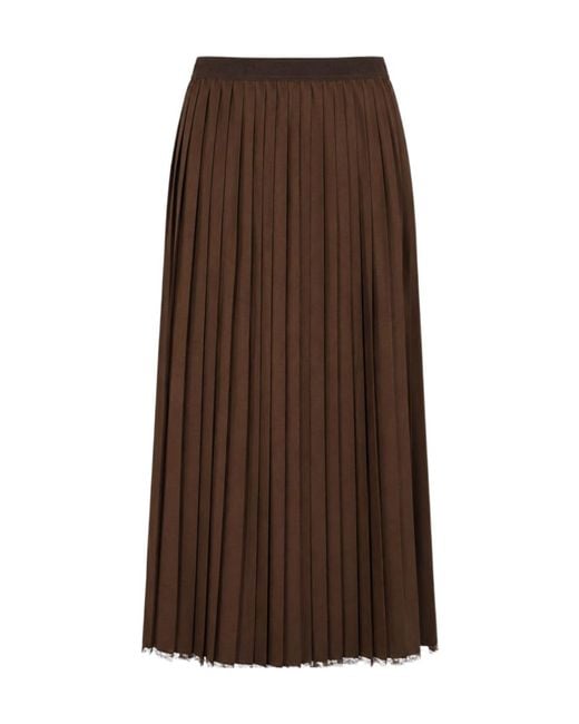 Twinset Brown Pleated Midi Skirt