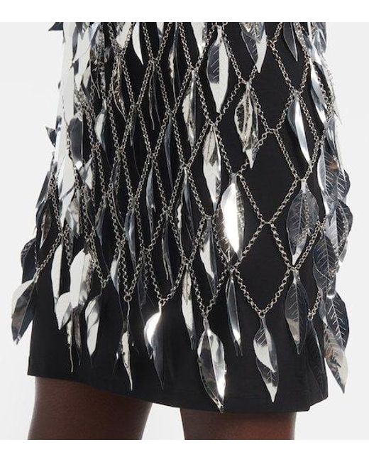 Rabanne Black Chain-Detail Embellished Minidress