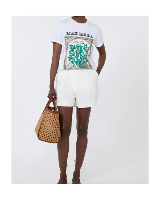 Max Mara White Spadino Graphic Printed Jersey T-Shirt