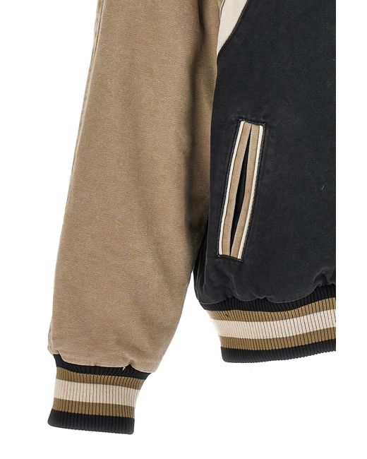 Rhude Black And Khaki Cotton Washed Bomber Jacket for men