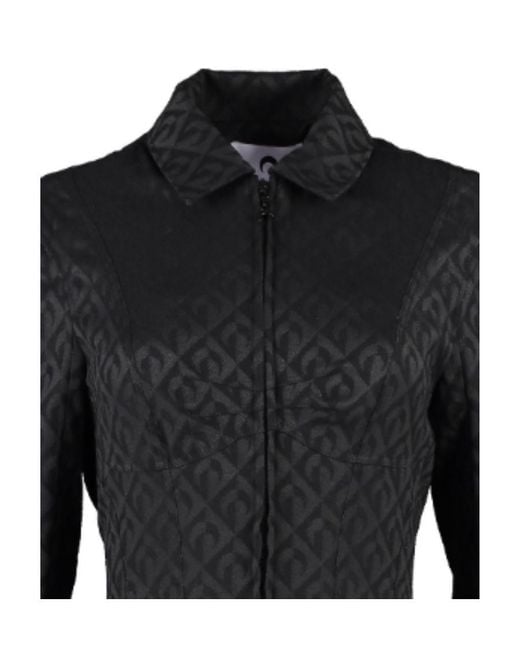 MARINE SERRE Black Zipped-Up Shirt Dress