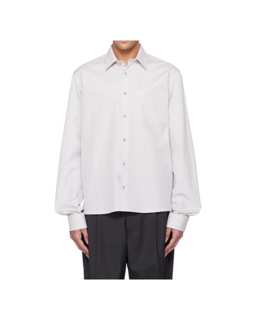 Rier White Popeline Long-Sleeved Shirt for men