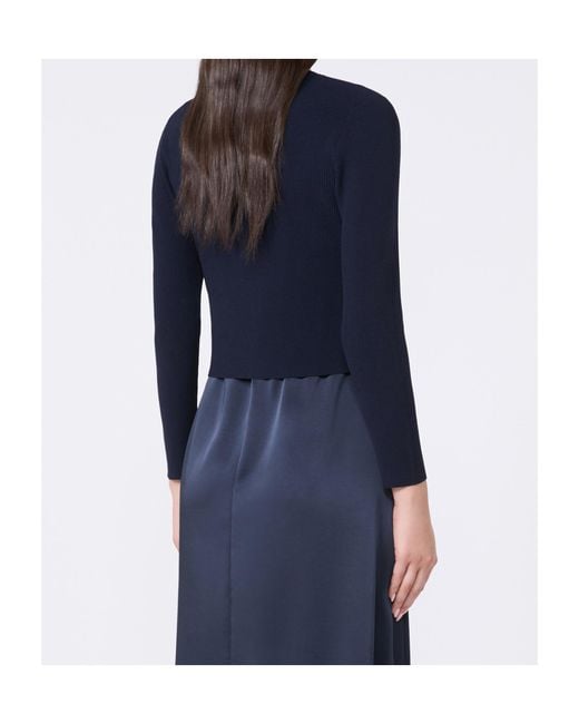 Weekend by Maxmara Blue Cropped Knitted Cardigan
