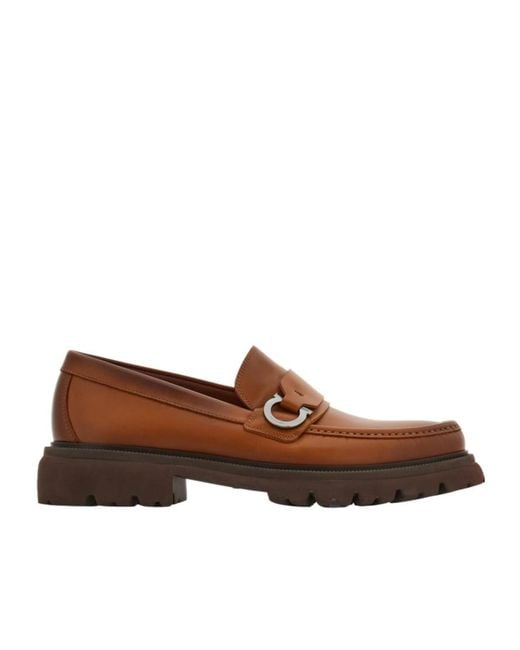 Ferragamo Brown Loafers With Gancini Embellishment for men