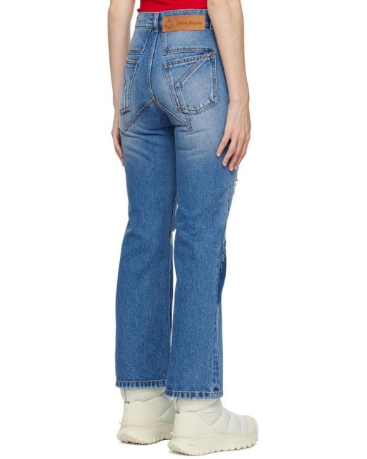 Moncler Blue X Palm Angels Straight Leg Distressed Jeans