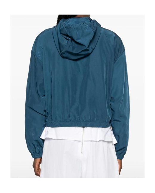 Patrizia Pepe Blue Logo-Print Hooded Jacket