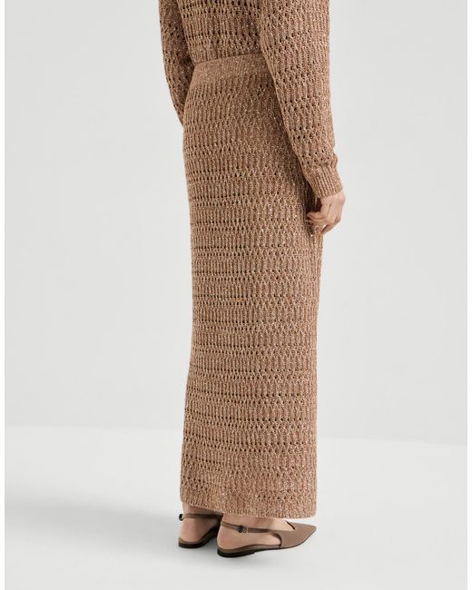 Brunello Cucinelli Natural Dazzling-Braids Maxi Skirt