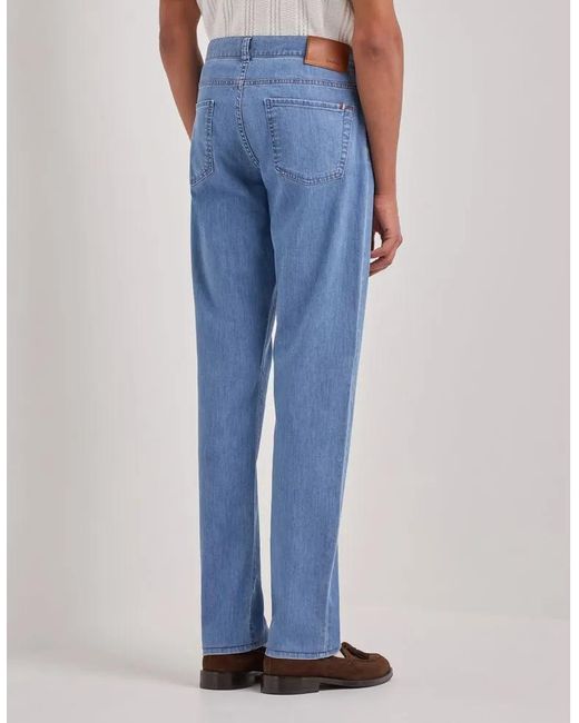 Canali Blue Stretch Soft-Touch Five-Pocket Denim Jeans for men